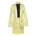 Women's Office  2-piece Short Skirt And Suit Yellow Black Suits