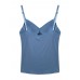 Women Solid Color Hollow Out Bra Vest Cotton V-Neck Tank Tops