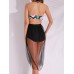 Women Sexy Plus Size Halter Floral Print Mesh High-Waisted Two-Piece Swimsuit
