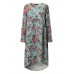 Women Retro Floral Printing Kaftan Long Sleeve Maxi Dress