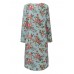 Women Retro Floral Printing Kaftan Long Sleeve Maxi Dress