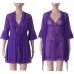 Three-piece Women Sexy Transparent Mesh Slip Dress Pure Color Robe Sleepwear Sets