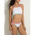 Women Sexy High Neck Halter Bandage Geometry Printed Hollow Out Bikini Set Beachwear