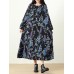 Plus Size Vintage Women Floral Printed Maxi Dress