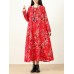 Plus Size Vintage Women Floral Printed Maxi Dress