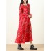 Plus Size Vintage Women Floral Printed Maxi Dress