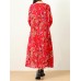 Plus Size Vintage Women Floral Printed Maxi Dress
