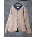 Vintage Women Long Sleeve Solid Color Short Quilted Coat