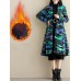 Ethnic Women Thick Long Sleeve Frog Button Printed Coat with Pockets