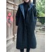 Vintage Women Solid Color Long Sleeve Hooded Cotton Long Coat