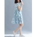 Vintage Floral Print V-neck Flared Sleeves Pleated Dress M-5XL