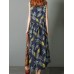 Cotton Sleeveless V-neck Pineapple Pattern Beach Dress