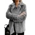 Women Thicken Fleece Lapel Solid Color Winter Sweatshirt Coats