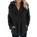 Women Thicken Fleece Lapel Solid Color Winter Sweatshirt Coats