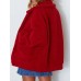 Casual Women Pure Color Lapel Fleece Zipper Coats with Pockets