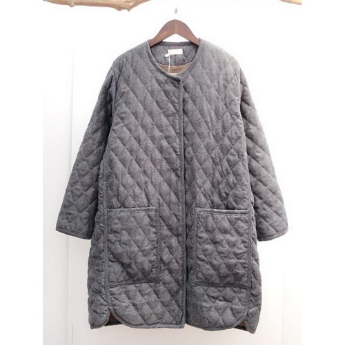 Vintage Women Retro Cotton Loose Pleated Plaid Button Long Coats with Pockets