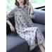 Women Elegant Floral Print Crew Neck Three Quarter Sleeve Dress
