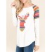 Vintage Women Long Sleeve Elk Printed O-Neck Loose T-Shirts