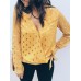 Casual Women Loose Polka Dot Print V-Neck Chiffon Long Sleeve Blouse