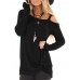 Women Casual Solid Color Kink One Shoulder Long Sleeve T-shirts