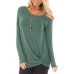 Women Casual Solid Color Kink One Shoulder Long Sleeve T-shirts