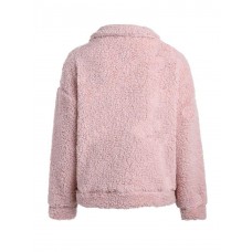 Casual Women Fleece Patchwork TurnDown Collar Long Sleeve Zipper Coats