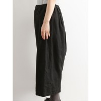 M-5XL Women Casual Pure Color Elastic Waist Cotton Pants