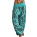 Women Casual Loose Floral Print High Waist Wide Leg Pants