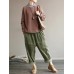 M-5XL Women Loose Pure Color Elastic Waist Corduroy Pants