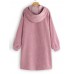 Women Casual Long Sleeve Hooded Trench Corduroy Long Coats
